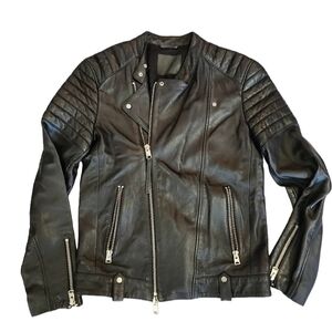 All Saints Moto Biker Leather Jacket Sz M - Men - All Saints - Retail $900
